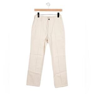 Kallmeyer Cream Cotton Denim High Rise Crop Straight Leg Relaxed Fit Jeans 6